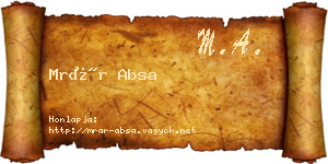 Mrár Absa névjegykártya